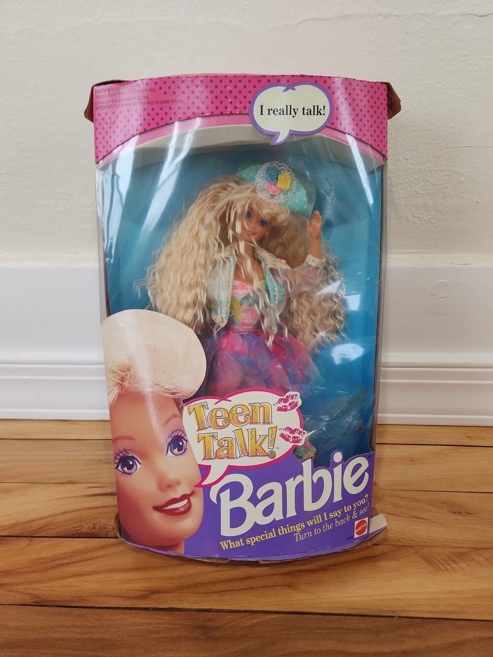 NIB 1991 Mattel Teen Talk! Barbie Blonde Crimped Hair